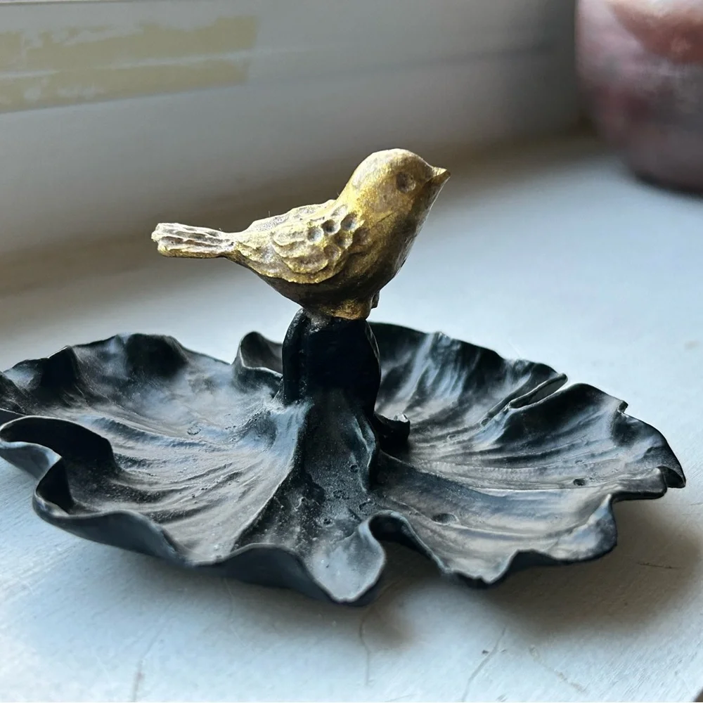 Decorative Bird Trinket Dish - Gold & Black
